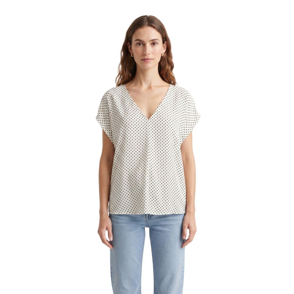 Hilary Radley Poncho Top Large Black White Dot